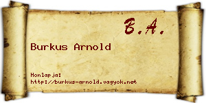 Burkus Arnold névjegykártya
