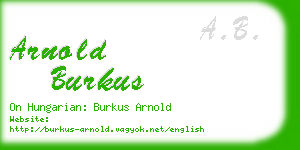 arnold burkus business card